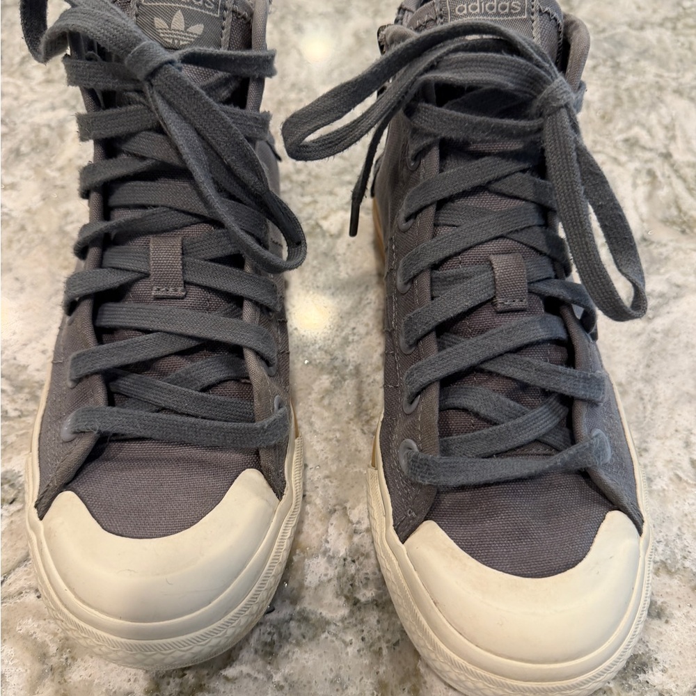 Adidas Girls Gray High-Top Nizza Sneakers